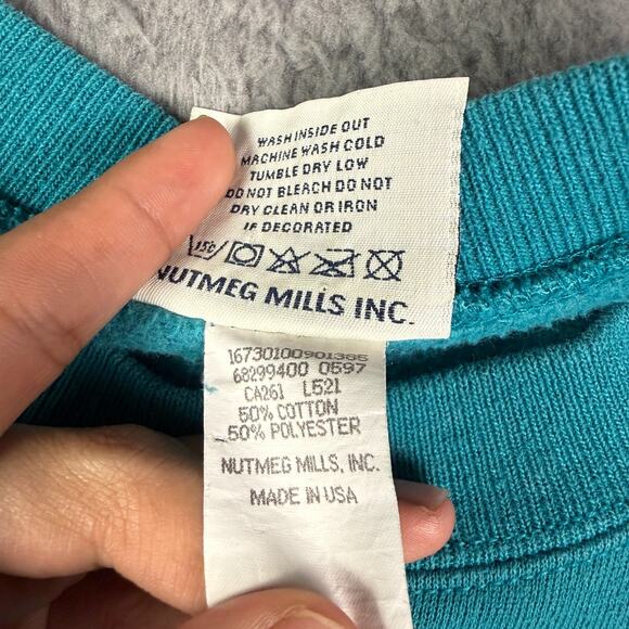 Vintage Florida Marlins 1997 Champions Sweatshirt Mens Large Teal Lee Sport - Picture 4 of 10